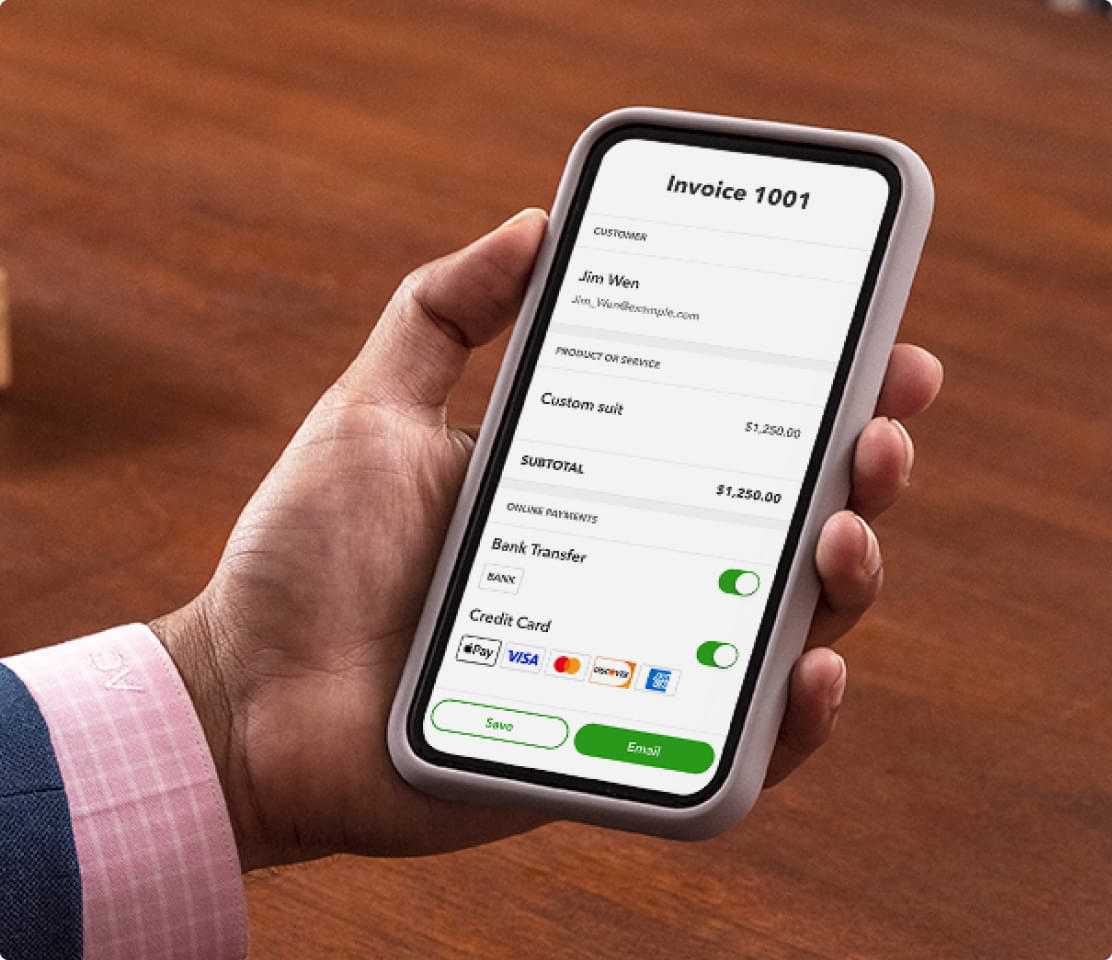 Create an invoice easily on your mobile phone that customers can pay online