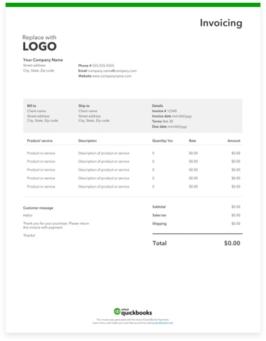 intuit professional invoice template quickbooks