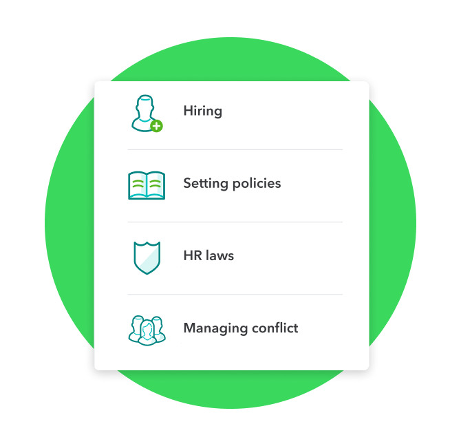 HR tool list- Hiring, setting policies, HR laws, and managing conflict.