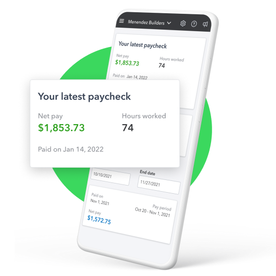 Mobile interface showing employee paycheck information in the workforce app.
