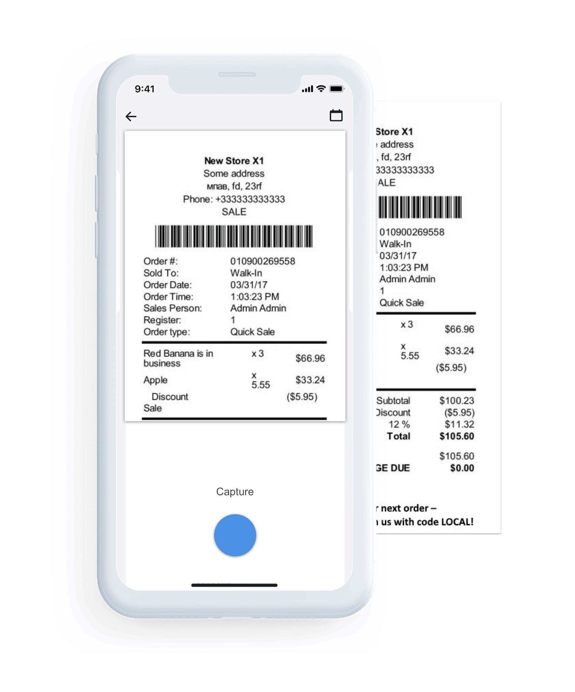 Mobile receipt instantly uploaded to Penny expense management app 