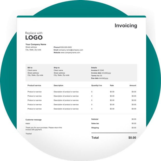 professional invoice templates for quickbooks online