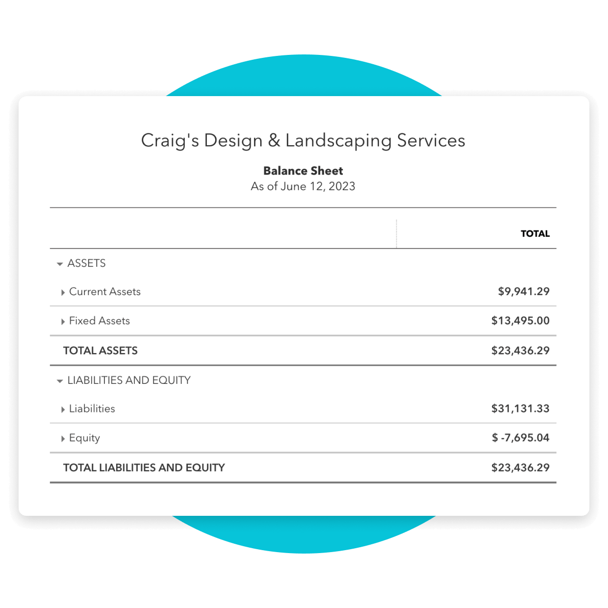Use QuickBooks to view detailed balance sheet report