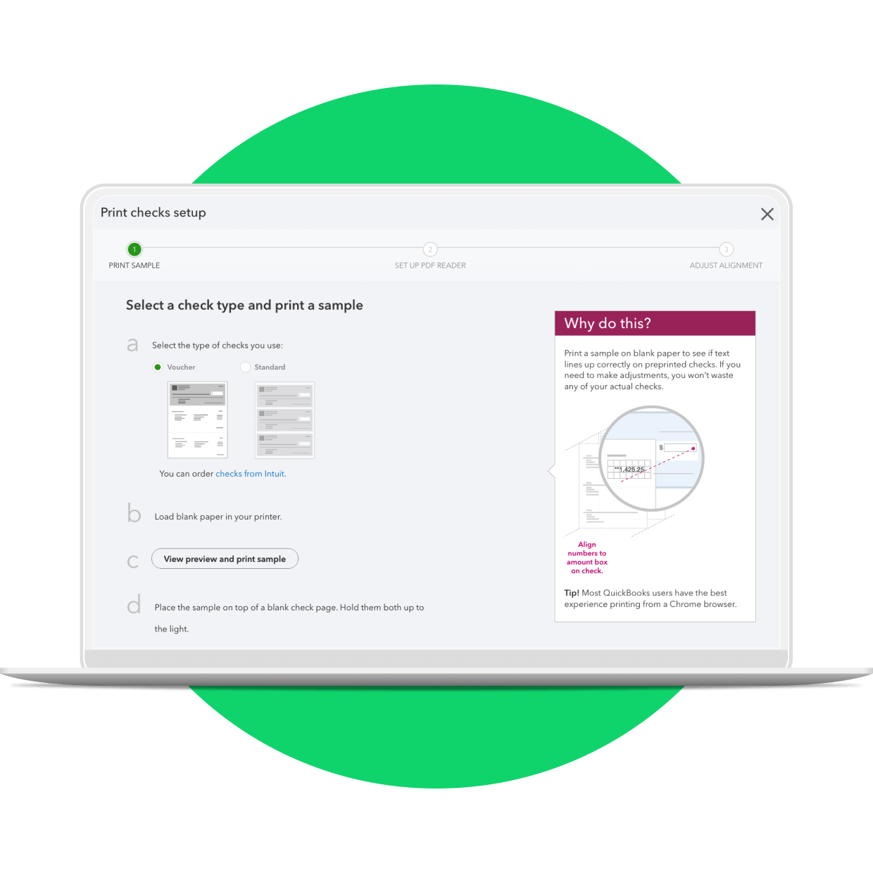 Use QuickBooks to print checks in just a few clicks.