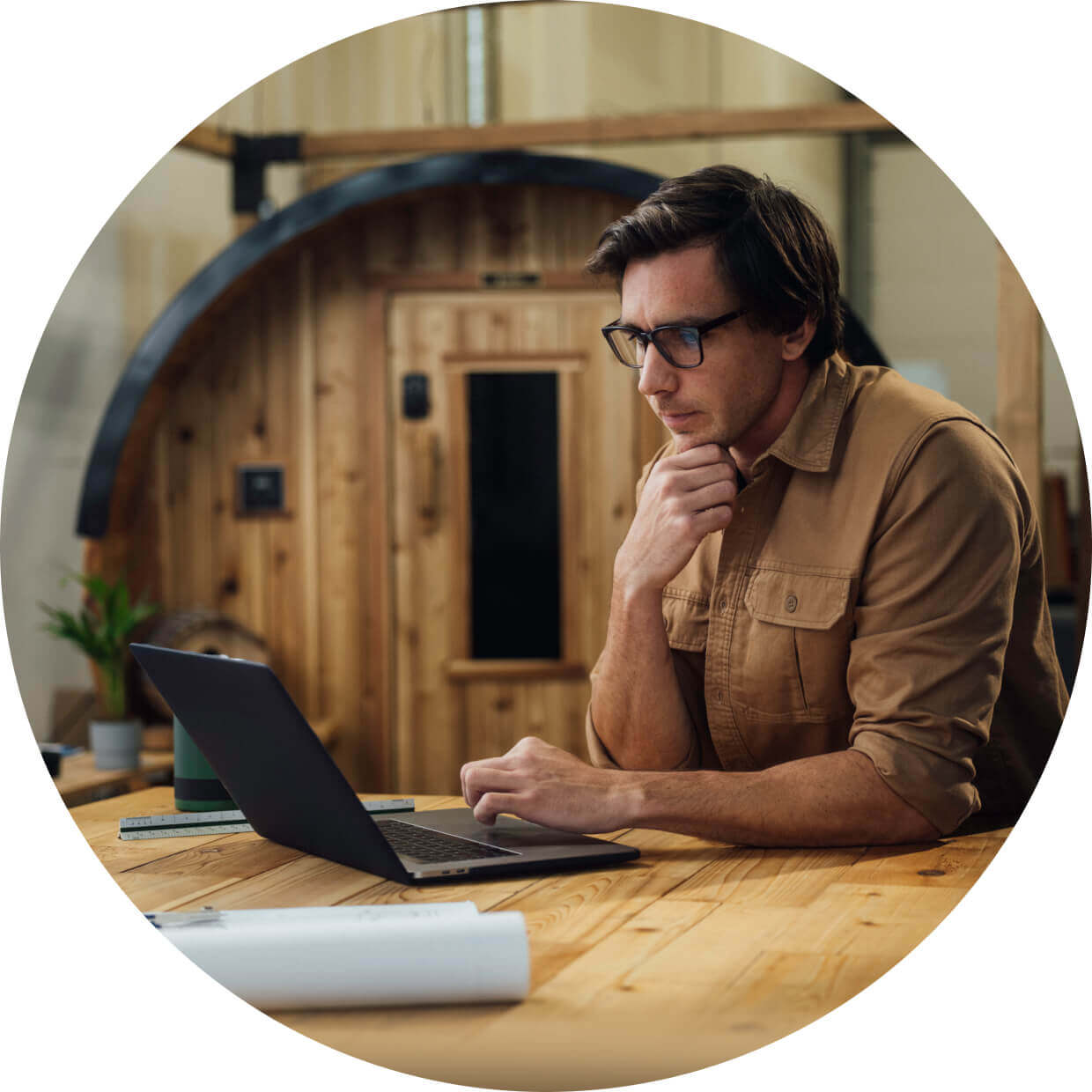 Person working on a laptop