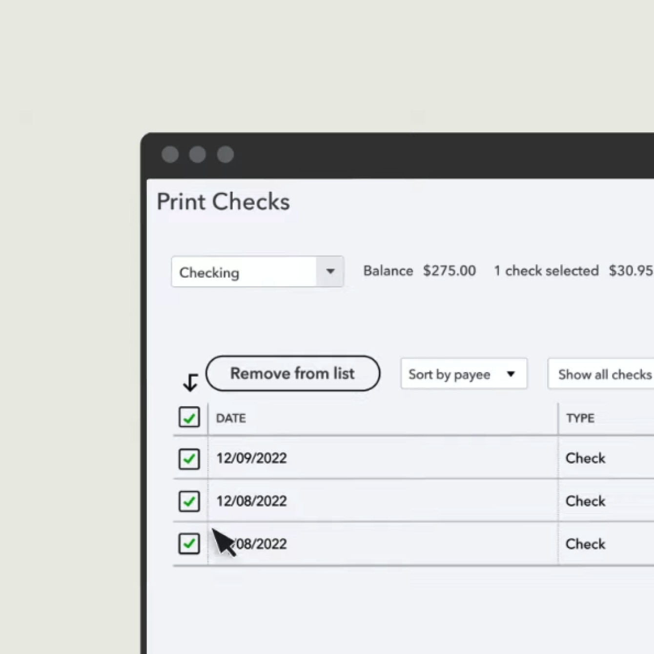 Use QuickBooks to print checks.