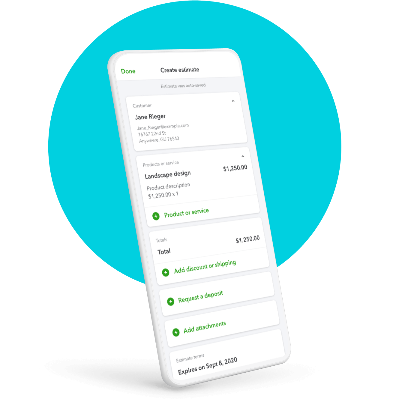 Use QuickBooks mobile app to create and send estimates