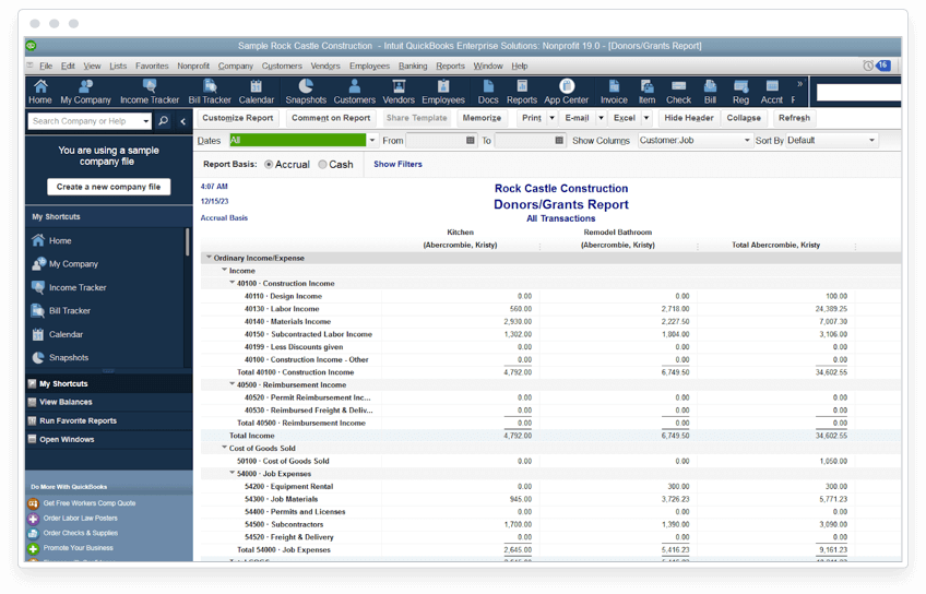 will qb for mac pull non profit reports