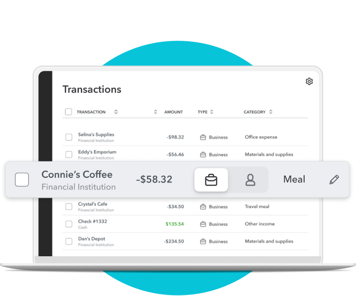 Transactions list in QuickBooks.