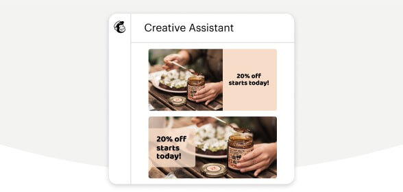 Examples of business offers created using Creative Assistant in Mailchimp.