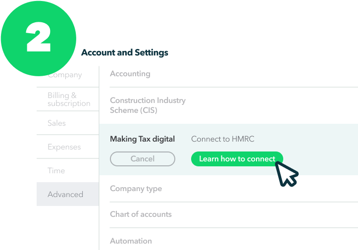 In the Accounts and Settings page, select Advanced on the left menu.
