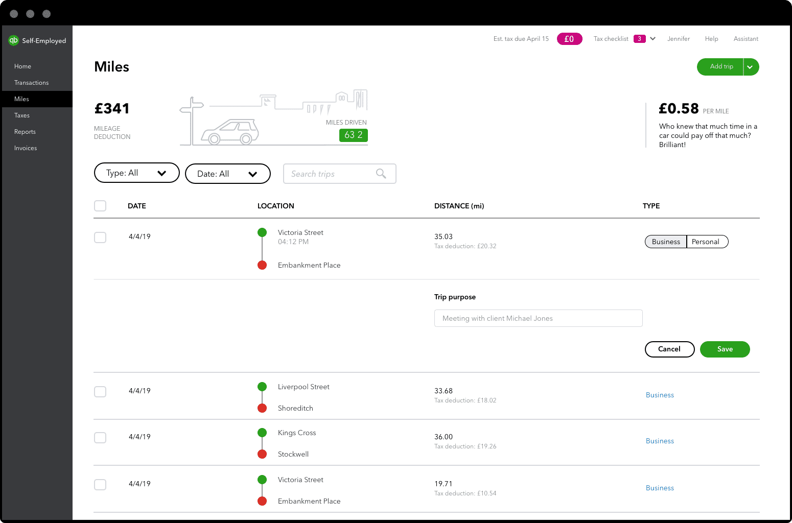 Mileage tracking Business Mileage QuickBooks UK